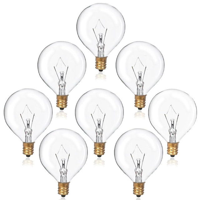 HINUAXBULB 8 Pack 40 Watt Wax Warmer Bulbs Replacement Light Bulb for Full Size Scentsy Warmer 120V G50 E12 Incandescent Standard Base for Indoor Outdoor Patio String Lights