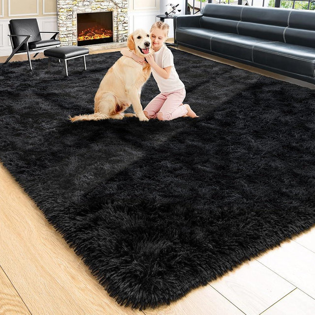 Noahas Black 5x8 Area Rugs for Living Room,Large Living Room Rug,Fluffy Big Rug,Thick Plush Carpet for Living Room