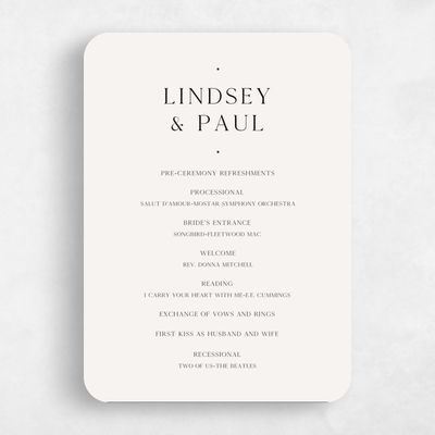 Beige Rounded Wedding Program - Cadiz