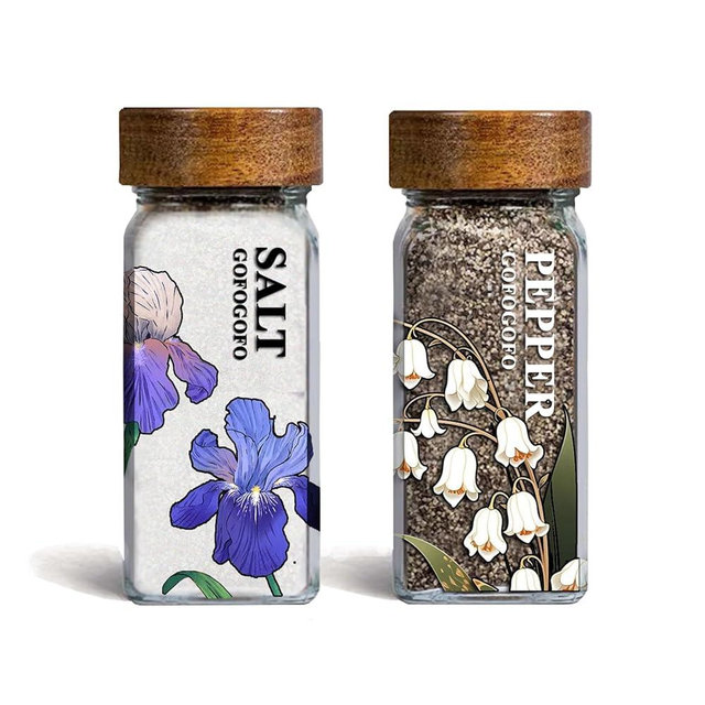 Glass Salt and Pepper Shakers Set Retro Floral Salt and Pepper Shaker For Kitchen Table Decor House Warming Wedding Gifts, 4.0oz Each (Kraft paper box)