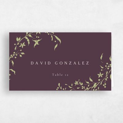 Purple Greenery Wedding Place Card - Tahlia