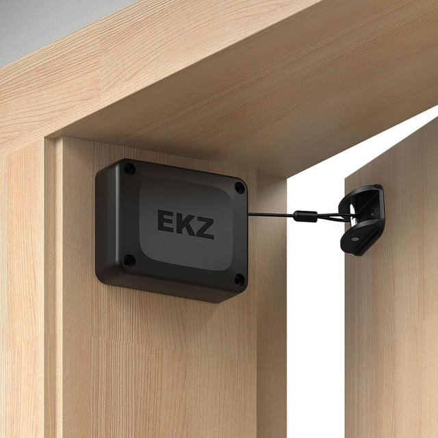EKZ Retractable Cable Automatic Door Closer – Fits Sliding Glass, Screen, Single & Double Doors – Strong 3.3 lb Spring Tension, Punch-Free Easy Install for Entry, Bathroom, Bedroom, Study (2 Pack)