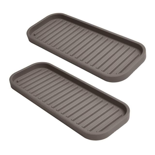 Silicone Sponge Holder Kitchen Sink Organizer Tray Dish Caddy Soap Dispenser, Scrubber Spoon Holder,Dishwashing Accessories 2 Pack (Brown)