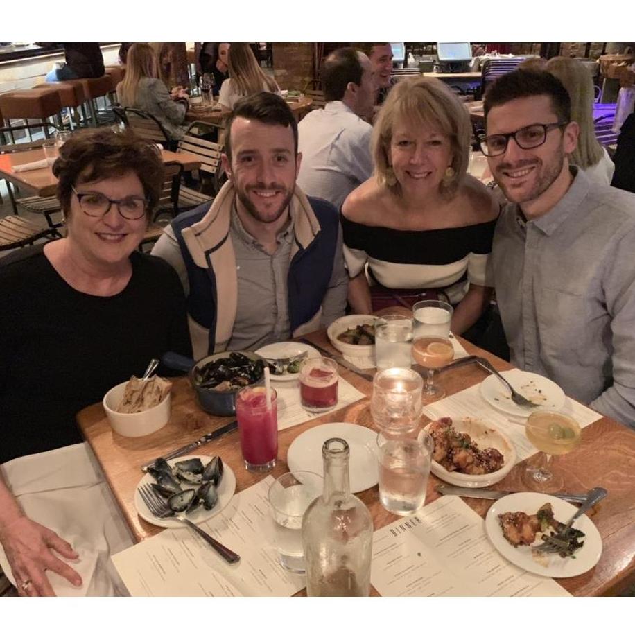 A delicious dinner during a wedding planning trip with our moms!