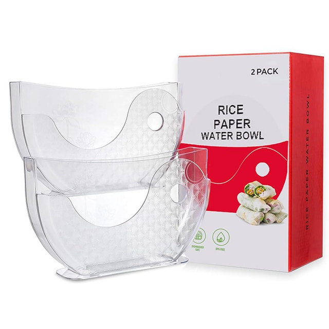 Rice Paper Water Bowl Dipper Spring Roll Water Dipper Spring Roll Wrappers Holder for Rice Paper Wrappers 2 Pack