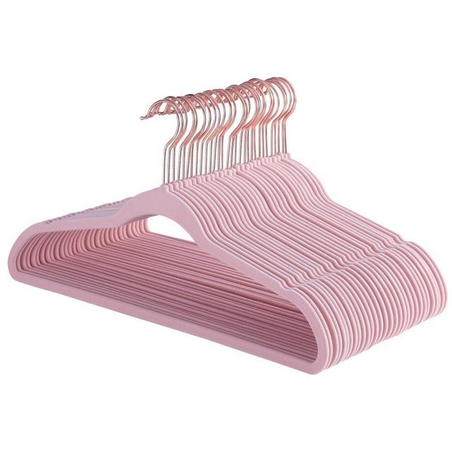 Better Homes & Gardens Flocked Suit Space Saving Hangers, Pink 30 Pack