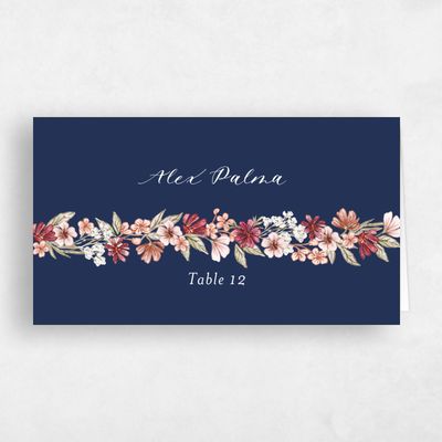 Midnight Blue Wedding Place Card - Monaco