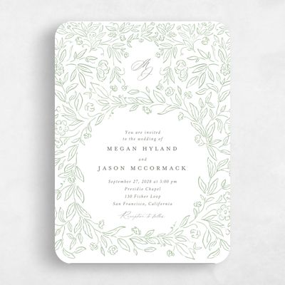Green Rounded Wedding Invitation - Eze Classic