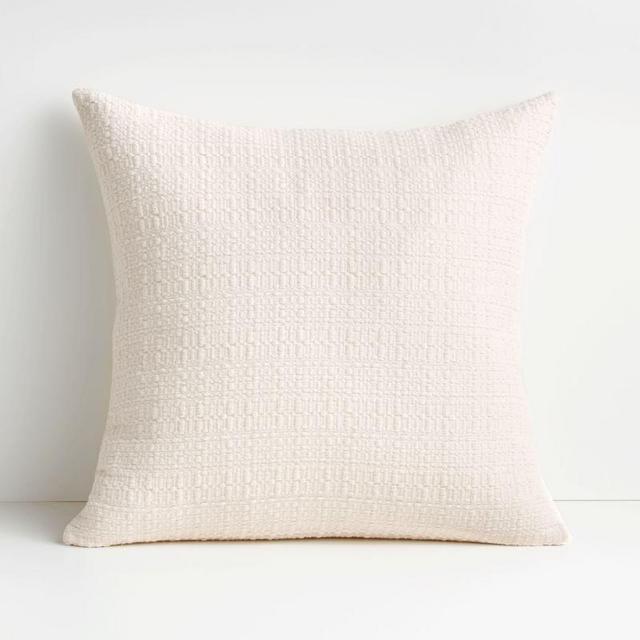 Bari 20"x20" White Swan Knitted Throw Pillow with Down-Alternative Insert