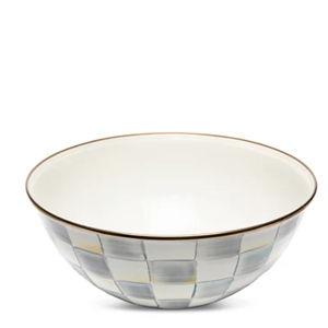 MACKENZIE-CHILDS STERLING CHECK LARGE ENAMEL EVERYDAY BOWL
