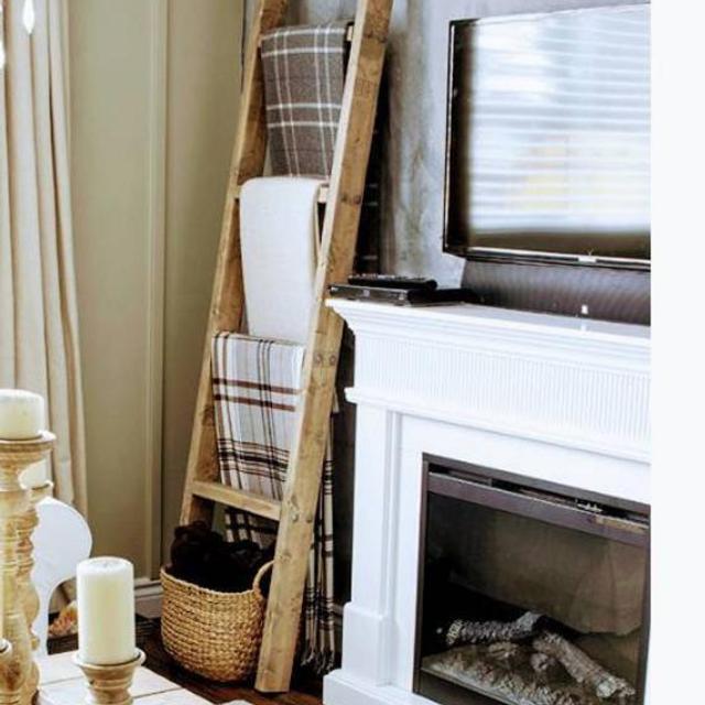 Decorative Wooden Ladder Blanket Holder