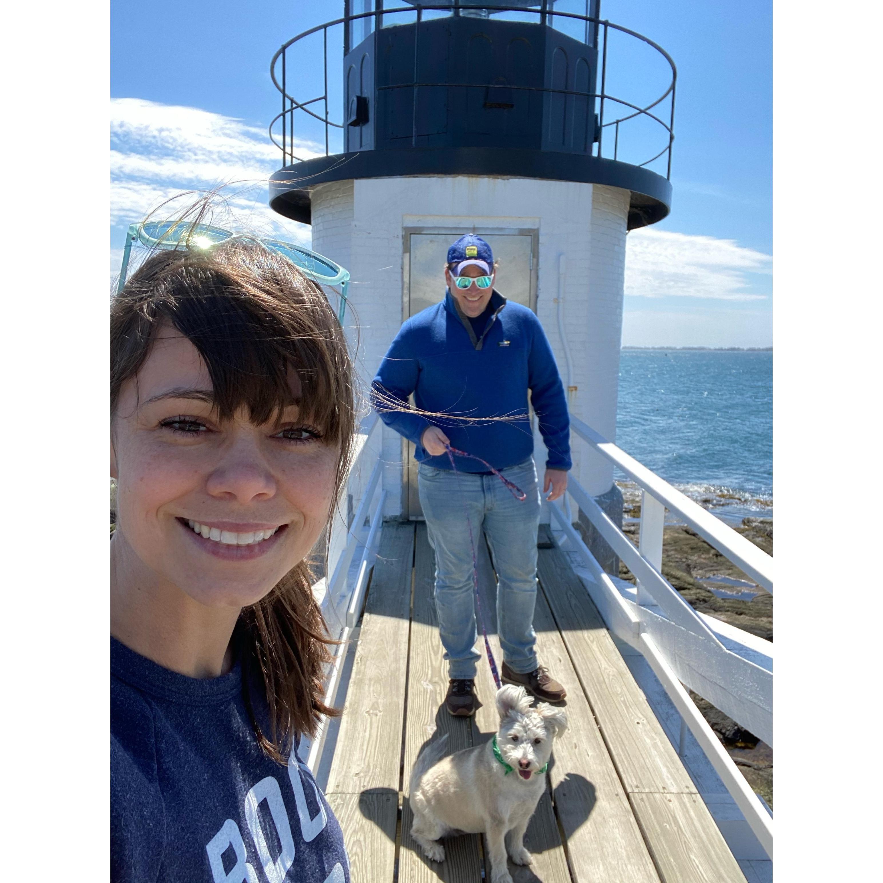 Hanging out with Pelican on the Forrest Gump lighthouse (Spring 2020)