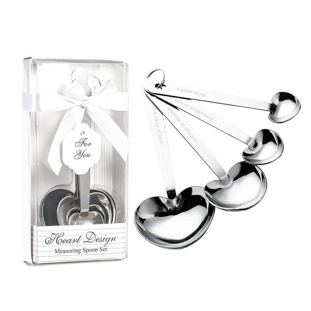 40 Packs Love Heart Shape Design Measuring Spoons Set for Bridal Shower Party or Wedding Favors,Gifts or Souvenirs to Guests with Handmade Gift Boxes,Christmas/Holiday Party Decor