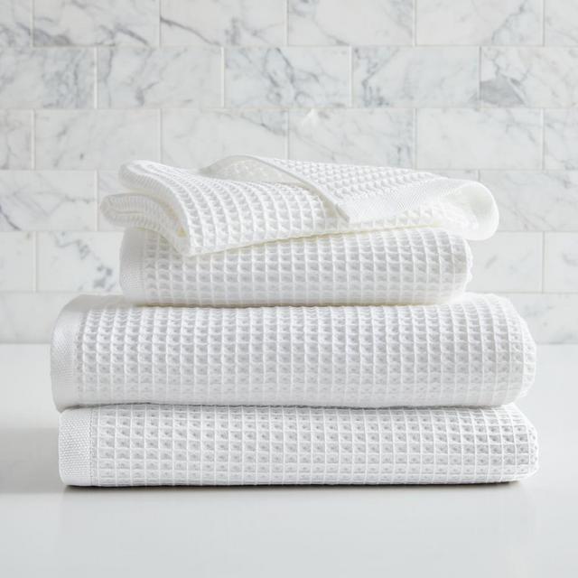 Organic Waffle Towel Set, White, Set of 4