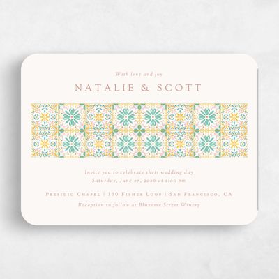 Blue Rounded Wedding Invitation - Oluveri Landscape
