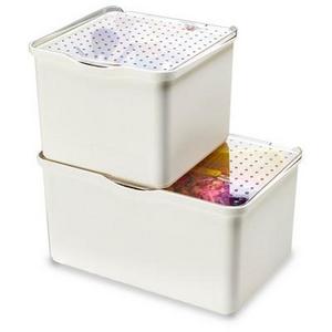 madesmart - Stacking Bin with Lid White/Clear Small - Madesmart
