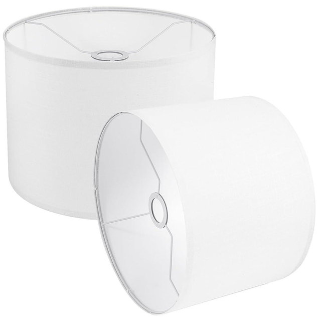 Lamp Shades Set of 2, Small Lamp Cover, White Drum Lampshades 8.7" Top x 8.7" Bottom x 7.9" High, Replacement Lamp Shades Natural Linen for Floor Lamps Table Lamps Chandelier Lamp, Assembly Required