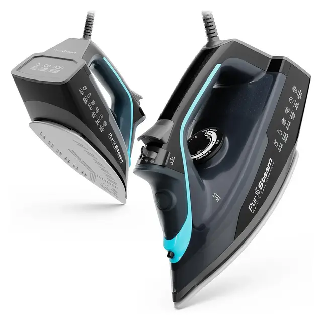 PurSteam SteamBurst+ 1750W Steam Iron, Ceramic Soleplate, Adjustable Steam, Burst of Steam, Self-Clean, Anti-Calc, Anti-Drip, Auto Shut-Off
