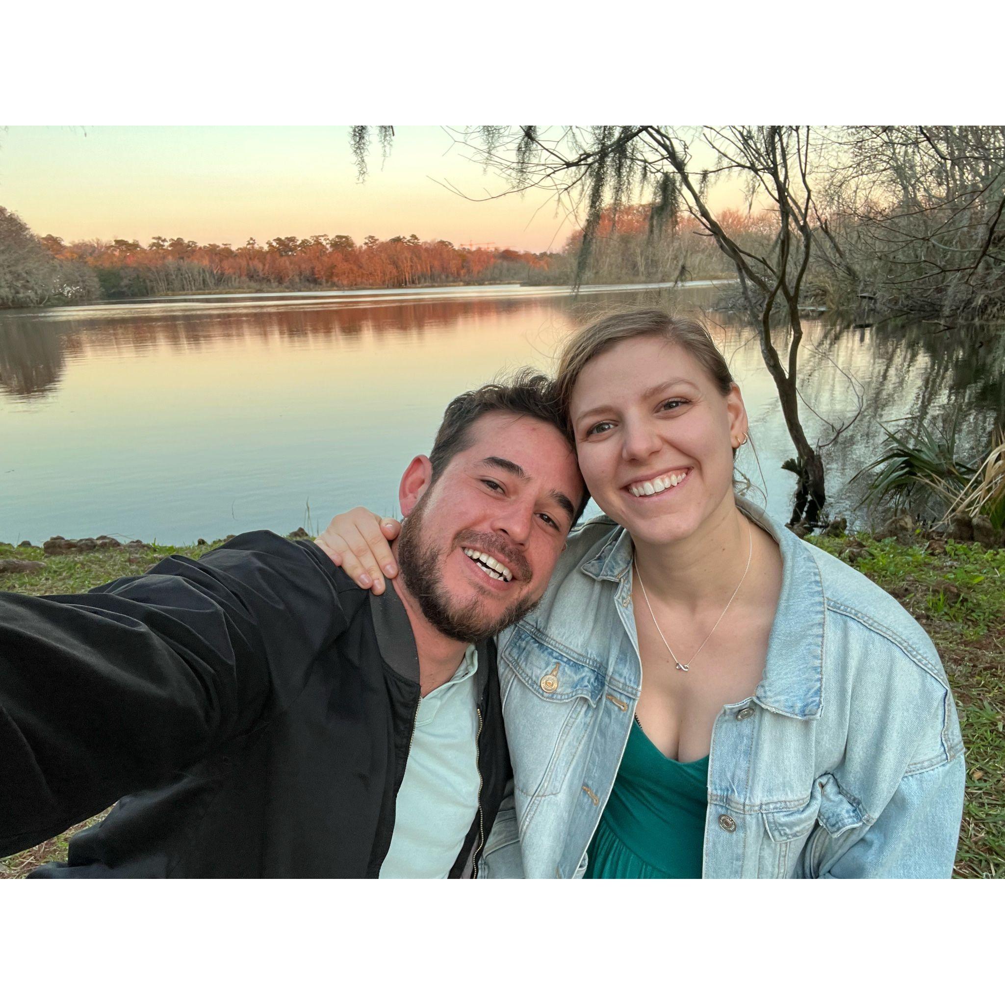 Our first Valentine's Day together. Luis prepared a romantic picnic for us at Lake Alice in Gainesville, FL