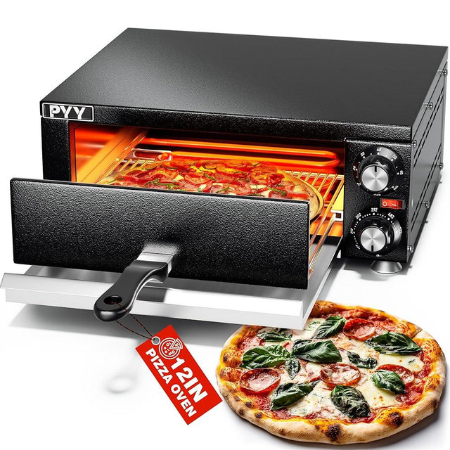 PYY Electric Pizza Oven - Indoor Countertop Pizza Oven 1100W, Commercial Pizza Maker Machine for Home with Timer Stainless Steel Pizza Cooker