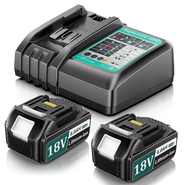 ployroum 6.0Ah Battery Replacement for Makita 18V Battery and Charger Compatible with Makita 18 Volt BL1860 BL1860B BL1850B BL1840B BL1830B BL1815B Batteries with LED Indicator