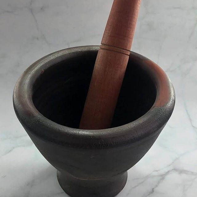 9 Inches Clay Mortar Wooden Pestle Heavy Making Papaya Salad Hand Mixer Masher Grinder Kitchenware