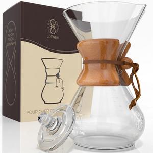 Amazon.com | Pour Over Coffee Maker | Classic Hand Drip Brewer for Paper Filter | Hand Crafted Strong Borosilicate Glass with Lid, Easy Clean and Better Coffee: Carafes & Pitchers