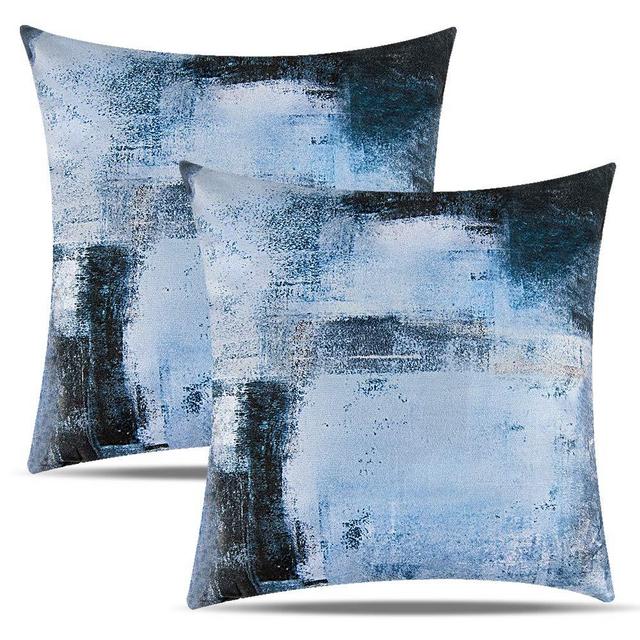 Eneston Set of 2 Blue Pillow Covers 18 x 18 Inch Contemporary Home Decorative Throw Pillow Covers Accent Pillows Case for Sofa Couch Living Room Décor