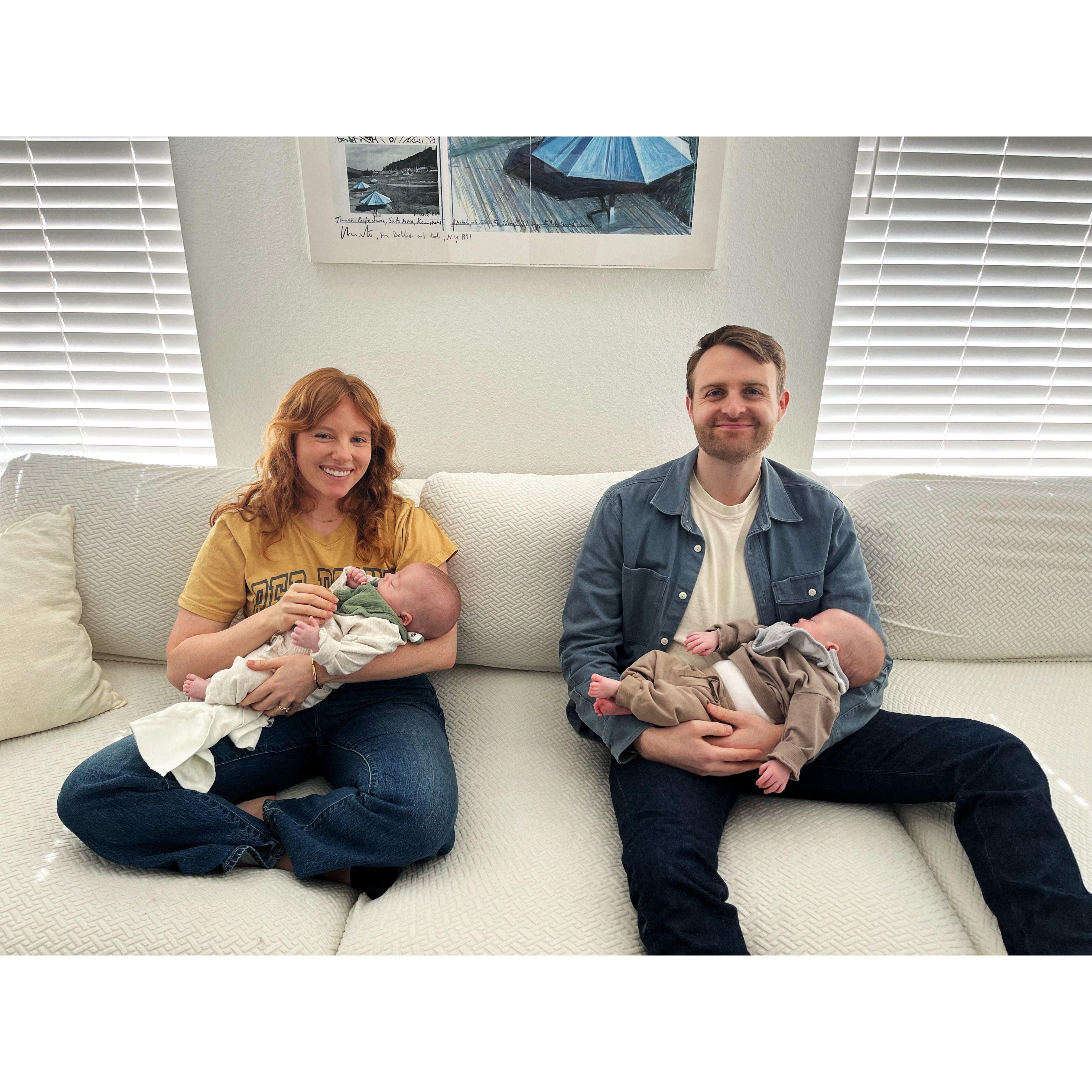 2024: Holding our nephews for the first time 🥹
