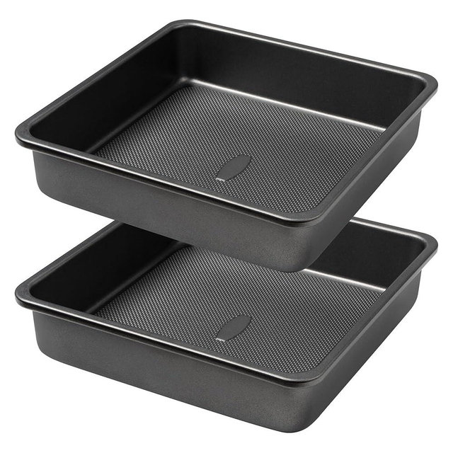 Square Cake Pan, Nonstick Baking Pan for Bread or Brownie, 9x9 Inch Bakeware with Diamond Texture Pattern, Set of 2