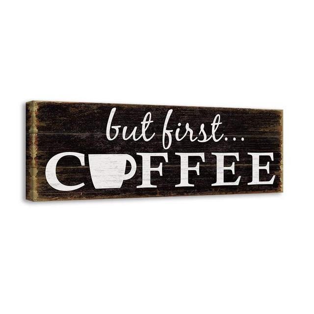 Kas Home Inspirational Motto Canvas Wall Art,Coffee Prints Signs Framed,Retro Artwork Decoration for Bedroom,Living Room,Office & Home Wall Decor (6 x 16 inch, Coffee)