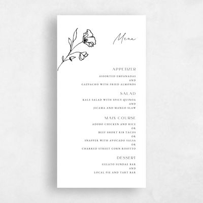 White Wedding Menu - Varnell