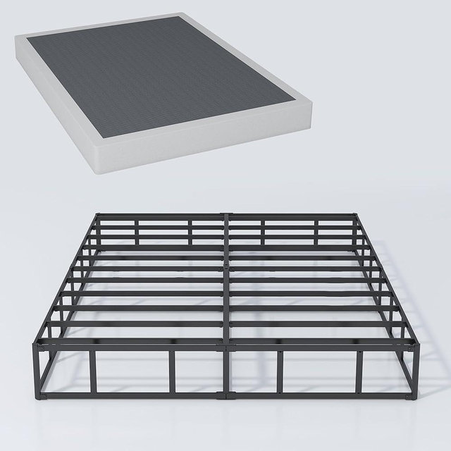 XINXINYAN Queen Size Box Spring 7 Inch,Heavy Duty Queen Box Spring,Sturdy Metal Frame with Fabric Cover Set, Easy Assembly, Noise Free