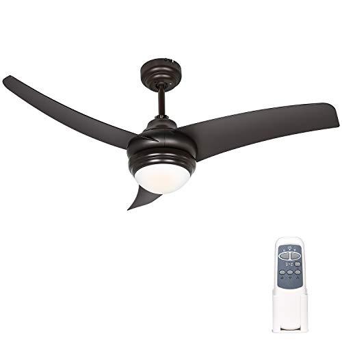 Hykolity 42 Inch Indoor Matte Black Ceiling Fan with Dimmable Light Kit and Remote Control, Lifetime Motro Warranty, Reversible Blades, ETL Listed for Living room, Bedroom, Basement, Kitchen, Garage