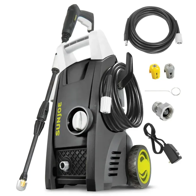 Sun Joe Electric Pressure Washer with Powerful Motor for Cars/Fences/Patios/All Uses, Brushes, Adjustable Wand & Total Stop System, 20ft Hose, SPX1000