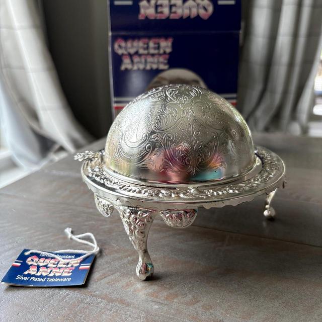 Queen Anne silver plated butter dish , ashtray, tableware