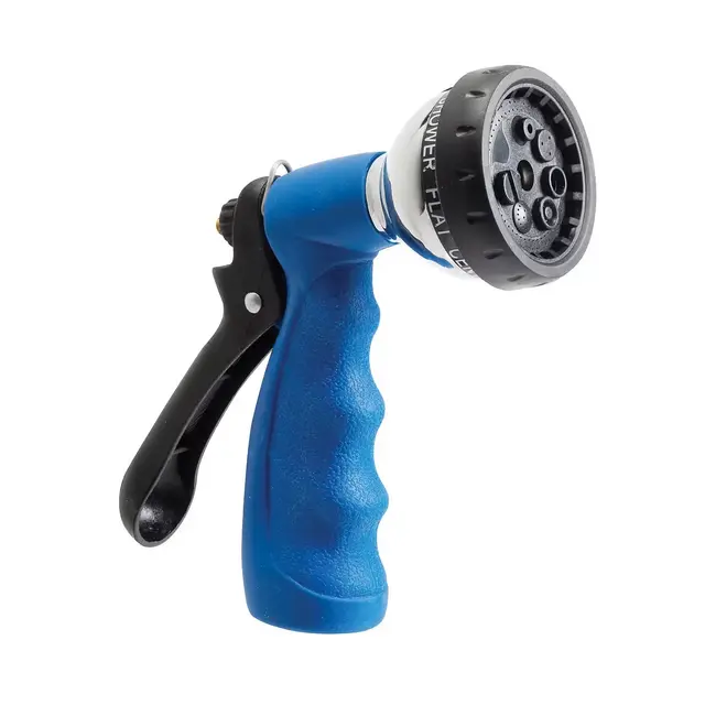 Simply Conserve Heavy Duty Metal 7-Spray Pressure Compensated Garden and Lawn Hose Nozzle Blue