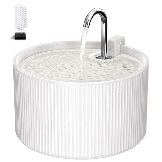 Voluas Ceramic Cat Water Fountain: 2.2L/74oz Cat Fountains for Drinking, Automatic Pet Water Dispenser with Ultra-Quiet Pump and Replacement Filter, Kitty Watering Supplies Indoor Easy Clean 1 Filter