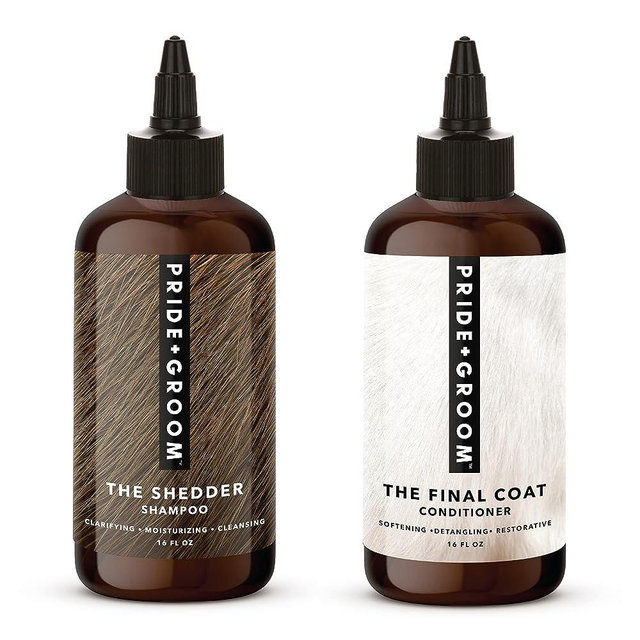 Pride and Groom The Shedder Box Set – Dog Shampoo & Conditioner with All Natural Blend of Essential Oils & Ingredients to Moisturize, Nourish & Untangle for Long Lasting Shine & Manageability – 32oz