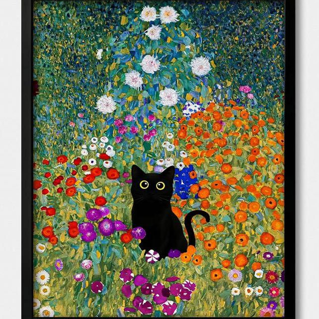 Hamduker Canvas Wall Art Cat Decor for Dorm Bedroom Canvas Prints Aesthetic Monet Cat Posters Living Room Decor (Size: 8''x10''x1pcs)