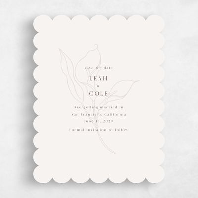 Beige Scalloped Wedding Save the Date - Arum Portrait