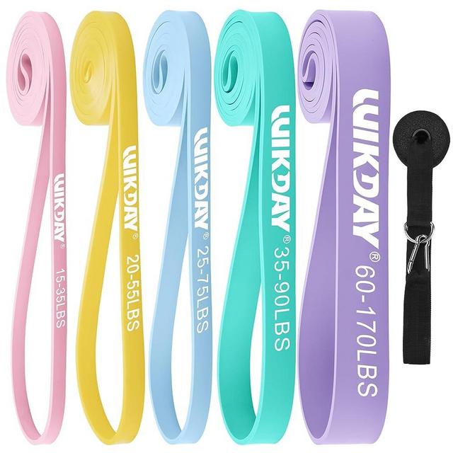 WIKDAY Resistance Bands, Pull Up Bands, Workout Bands for Exercise, Thick Heavy Resistance Band Set with Door Anchor, Elastic Bands for Body Stretching, Crossfit Training at Home/Gym for Men & Women