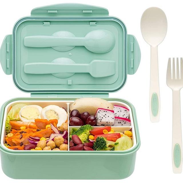 Bento Boxes for Adults - 1400 ML Bento Lunch Box For Kids Childrens With Spoon & Fork - Durable, Leak-Proof for On-the-Go Meal, BPA-Free and Food-Safe Materials