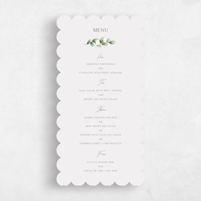 Grey Scalloped Wedding Menu - Aldeney