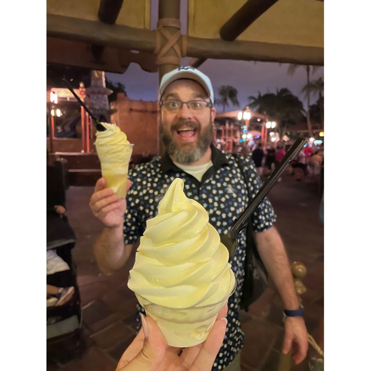Matthew's first official dole whip at Disney World