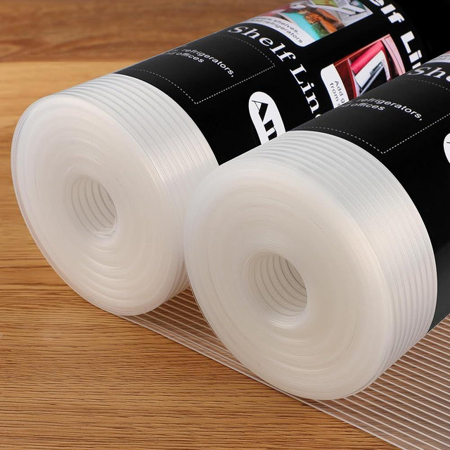 Anoak Shelf Liner Cabinet Liner, Non Adhesive Drawer Liner, Washable 12 Inch x 20 FT x 2Rolls Waterproof Durable Non-Slip Shelf Liner for Kitchen, Drawer, Refrigerator Stripe Clear
