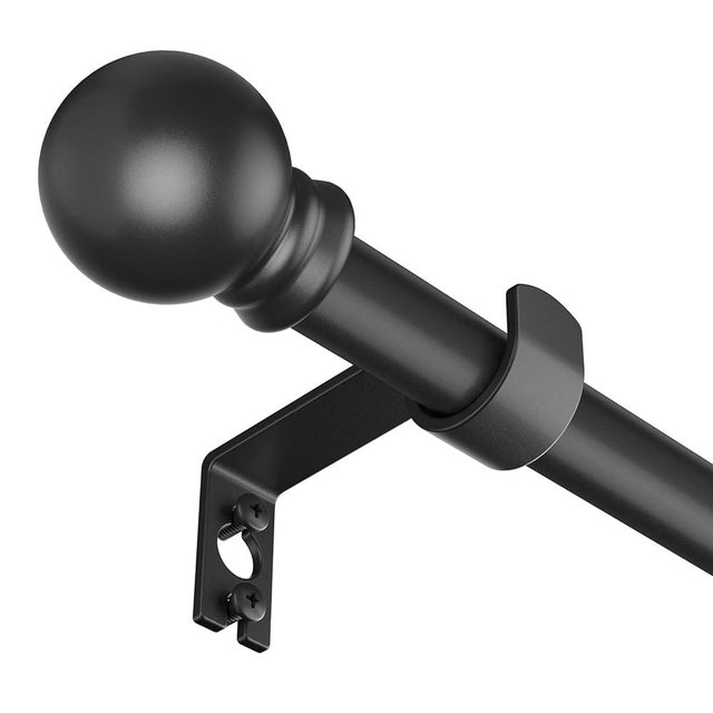 SMODBRODRE Curtain Rods for window 32 to 78, Black 5/8 inch Splicing Curtain Rods, Single Window Curtain Rod Set with Brackets, Decorative Blackout Metal Curtain Rods