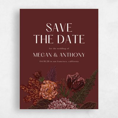 Maroon, Red Wedding Save the Date - Harlow Portrait