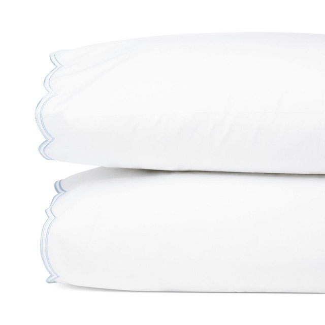 Sky Scalloped Standard Pillowcase, Pair