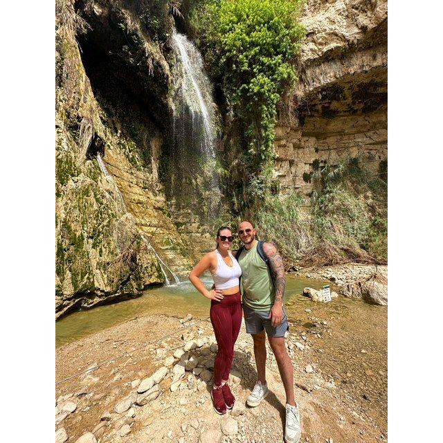 Hiking at Ein Gedi in Israel. Little did I know, 10 hours later and covered in Dead Sea mud, he'd pop the question!
